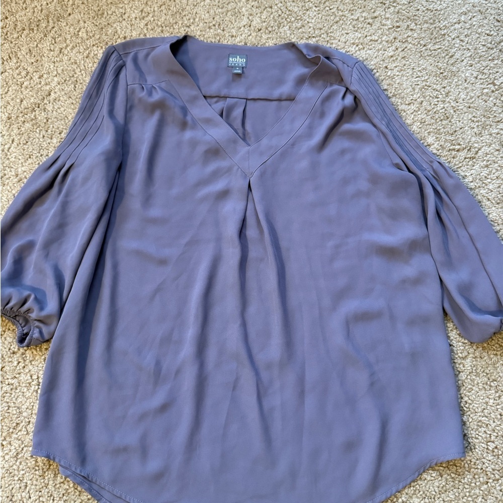 Soho Purple 3/4 Sleeve Relaxed Blouse